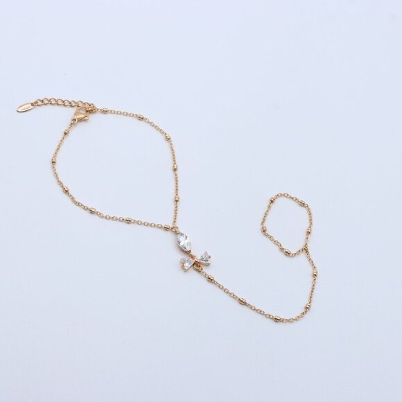 Elegant Rose Gold Bracelet with Bow Charm and Adjustable Chain, XPBL0605 - Picture 2 of 12